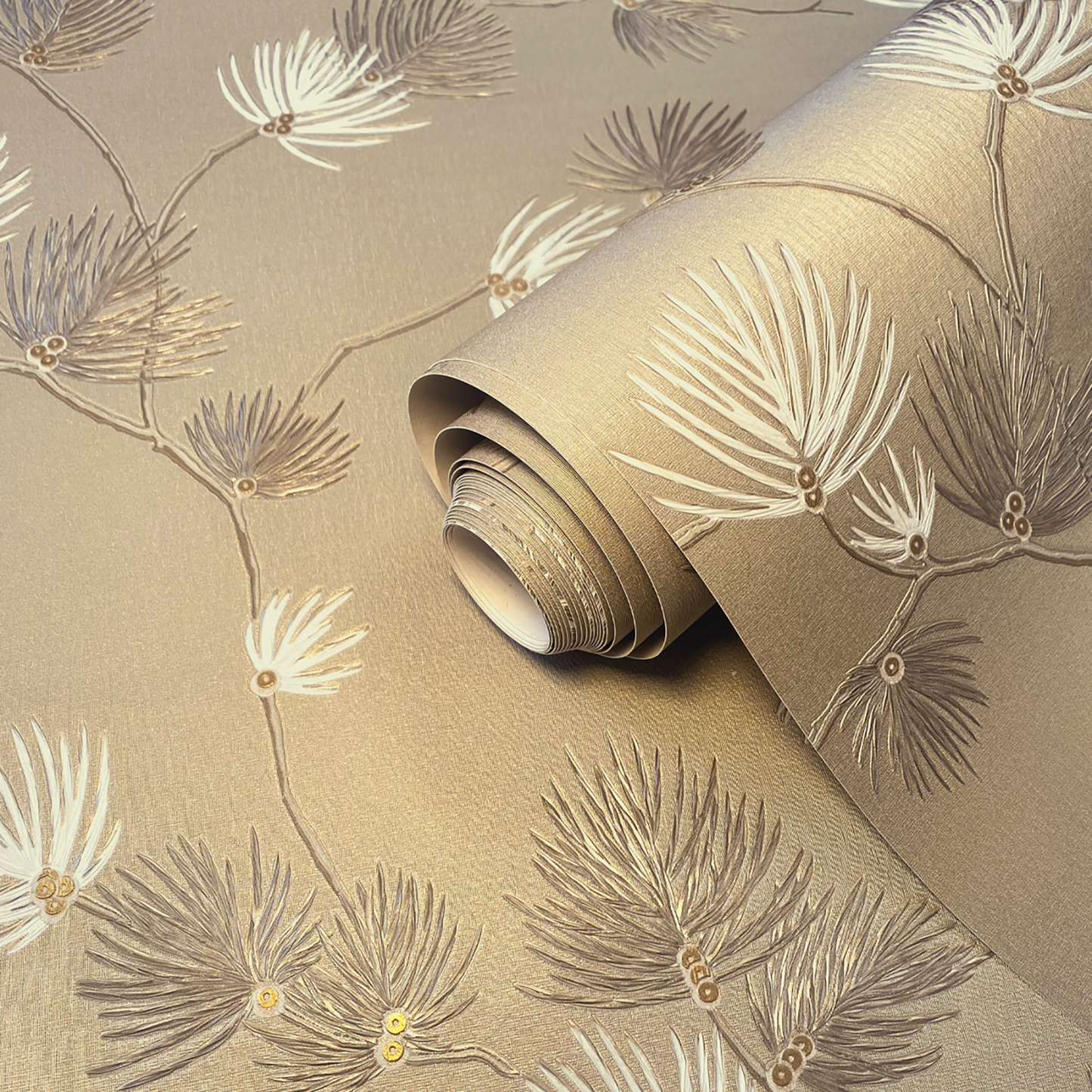 Valentino Sequin Pine Texture Champagne Luxury Italian Heavyweight by Belgravia Décor