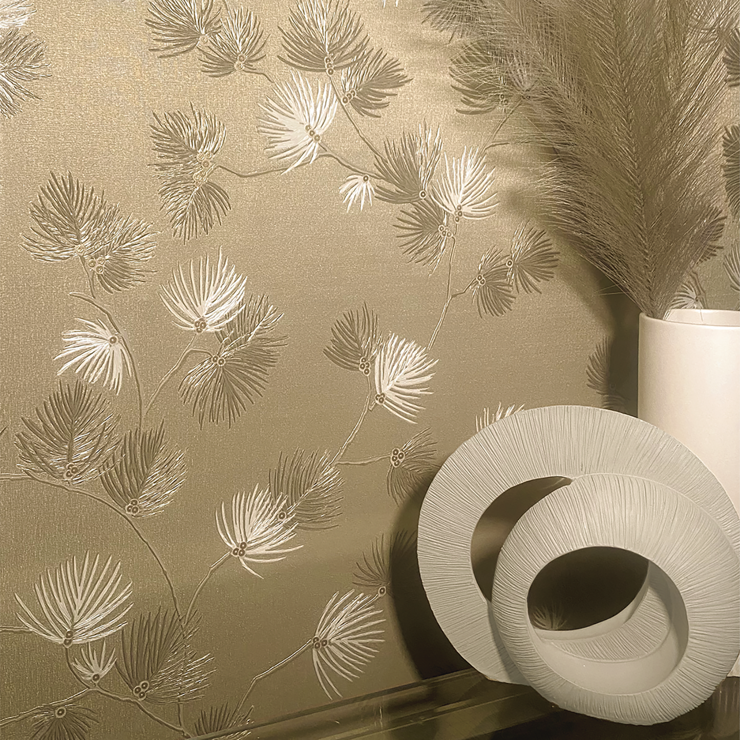 Valentino Sequin Pine Texture Champagne Luxury Italian Heavyweight by Belgravia Décor