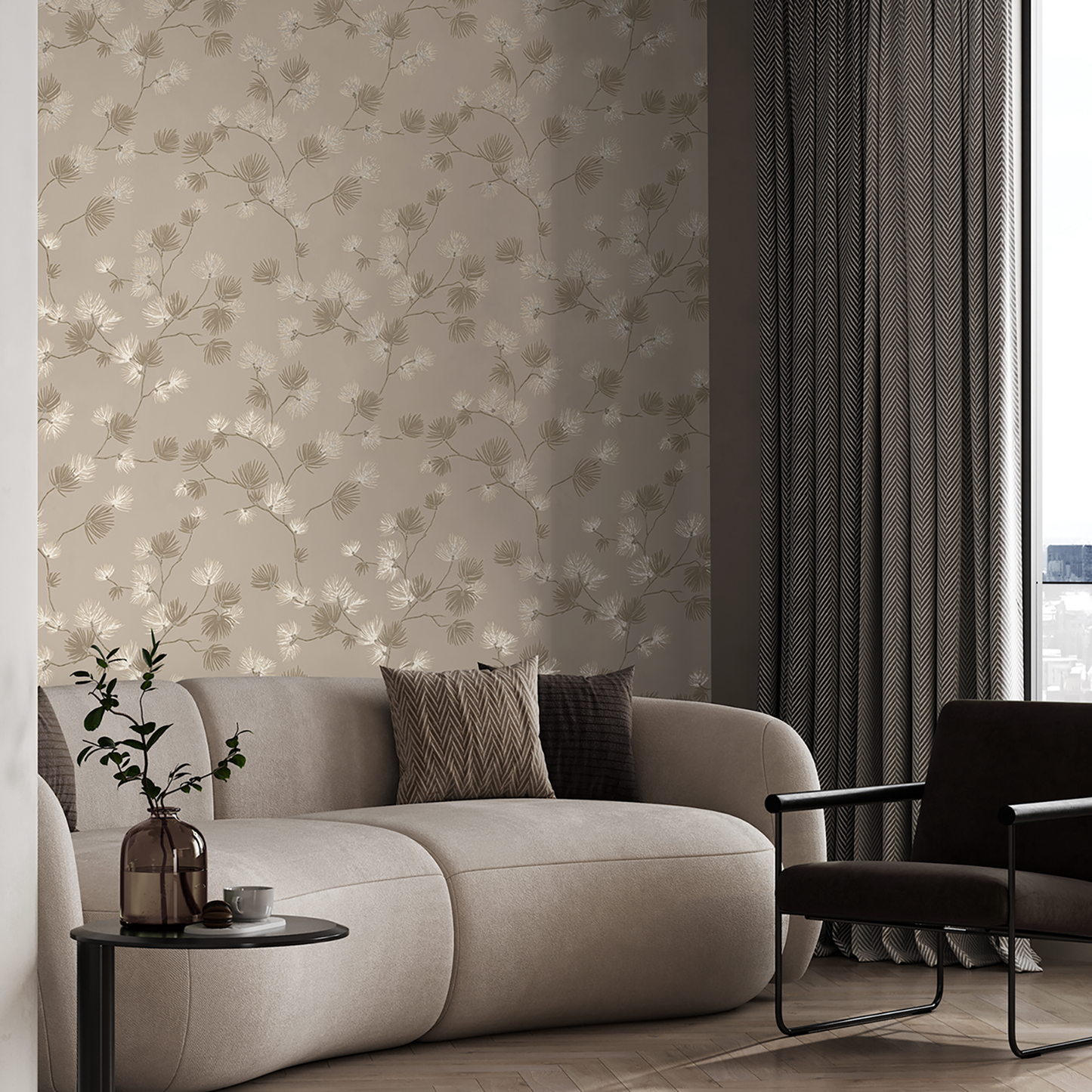 Valentino Sequin Pine Texture Mocha Luxury Italian Heavyweight by Belgravia Décor