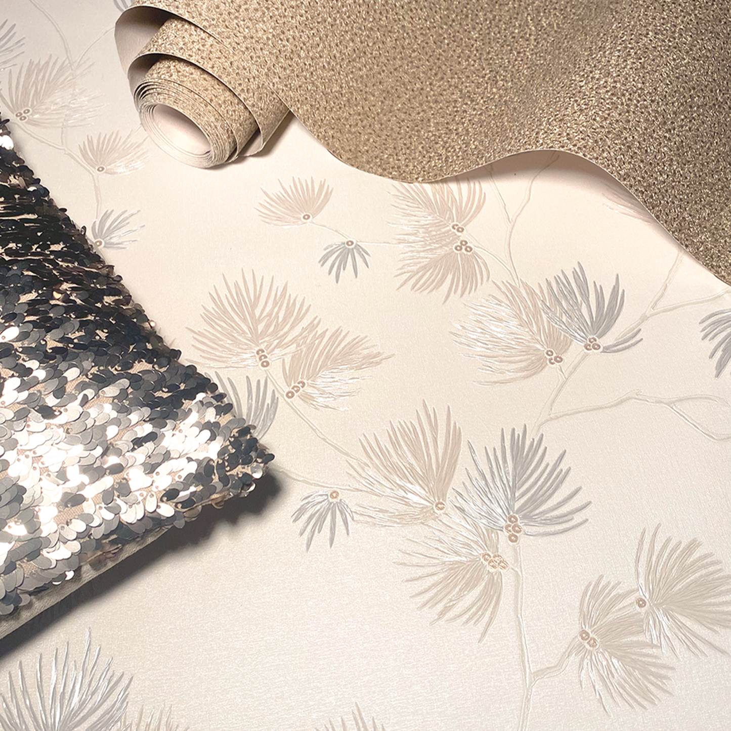 Valentino Sequin Pine Texture Cream Luxury Italian Heavyweight by Belgravia Décor