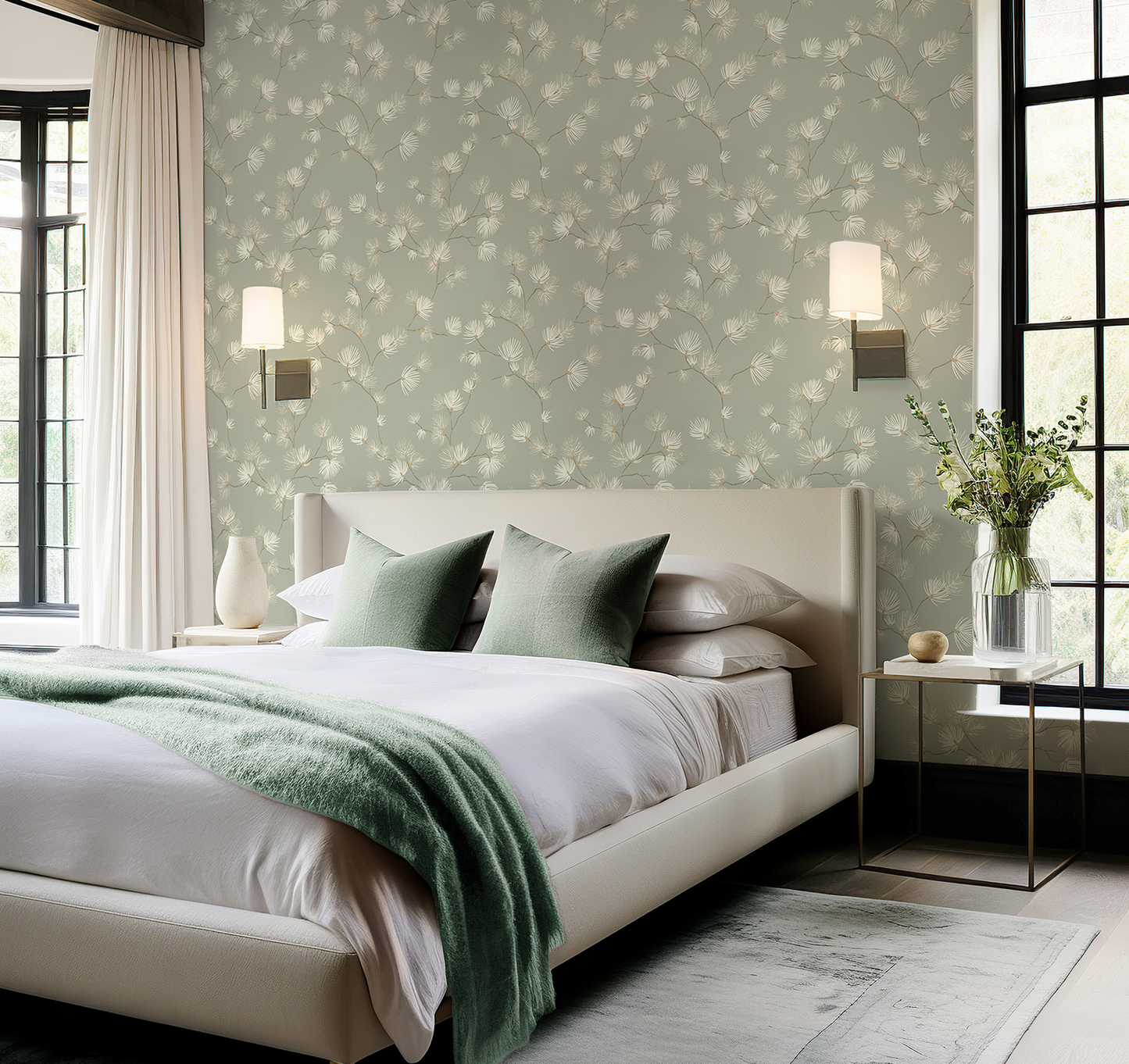 Valentino Sequin Pine Texture Sage Luxury Italian Heavyweight by Belgravia Décor
