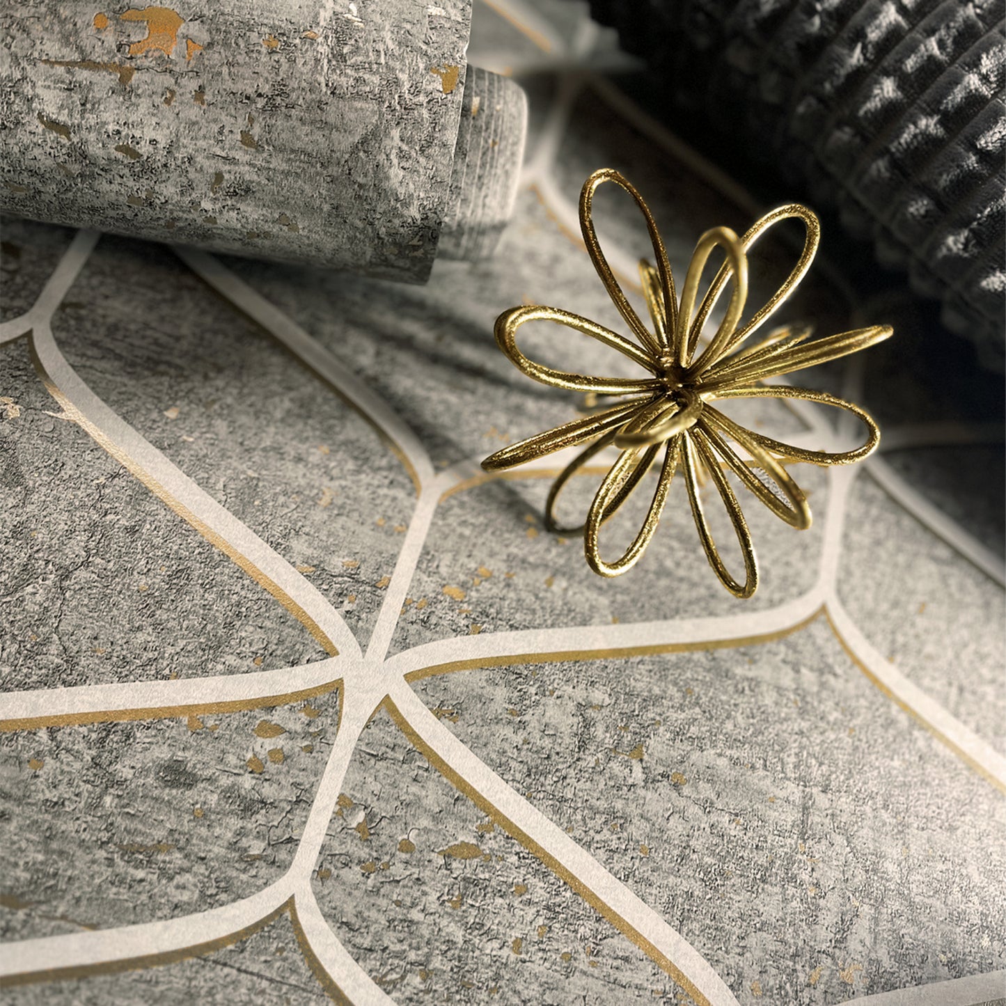 Linear Concrete Brown Wallpaper by Belgravia Décor