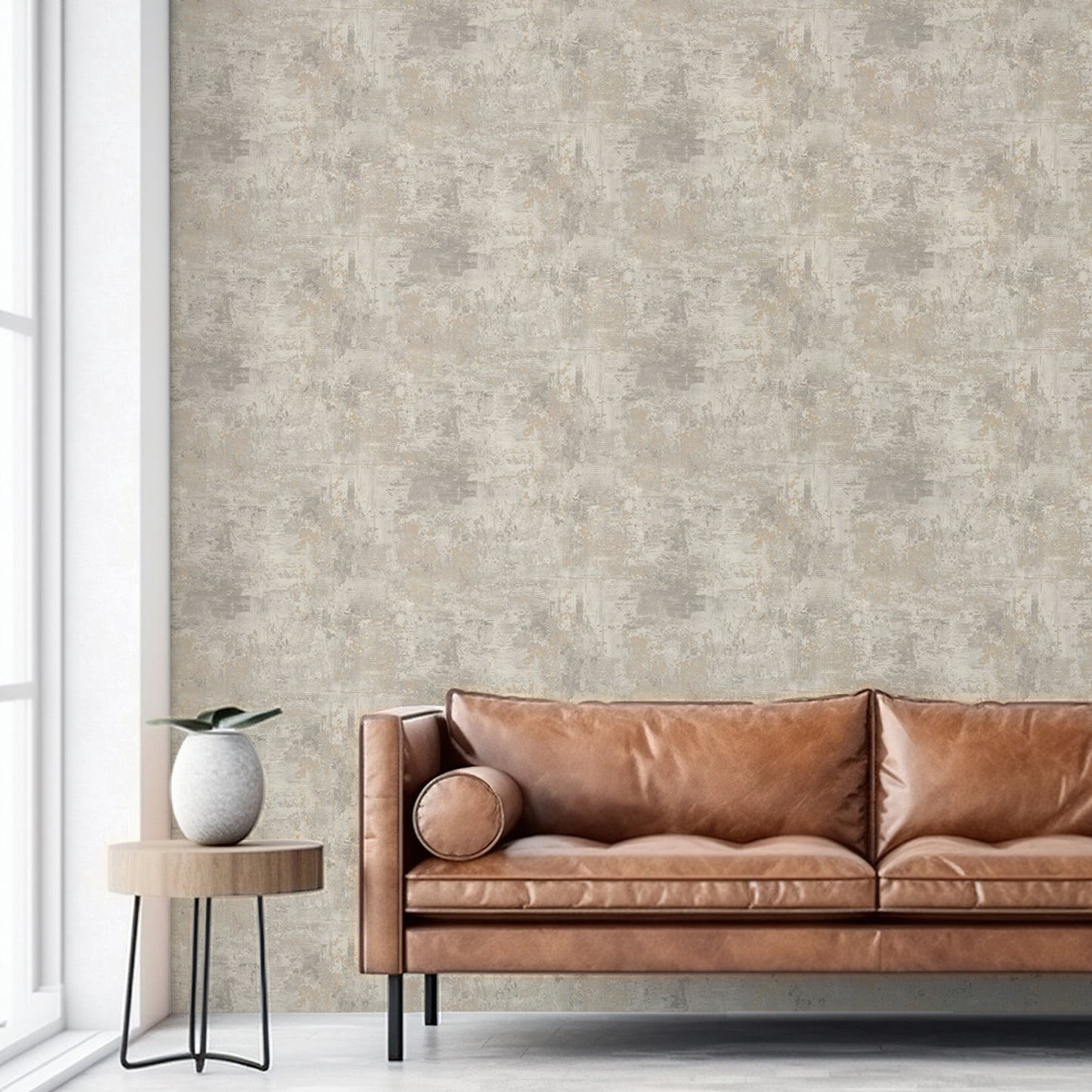 Plaster Texture Cream/Grey Wallpaper by Belgravia Décor