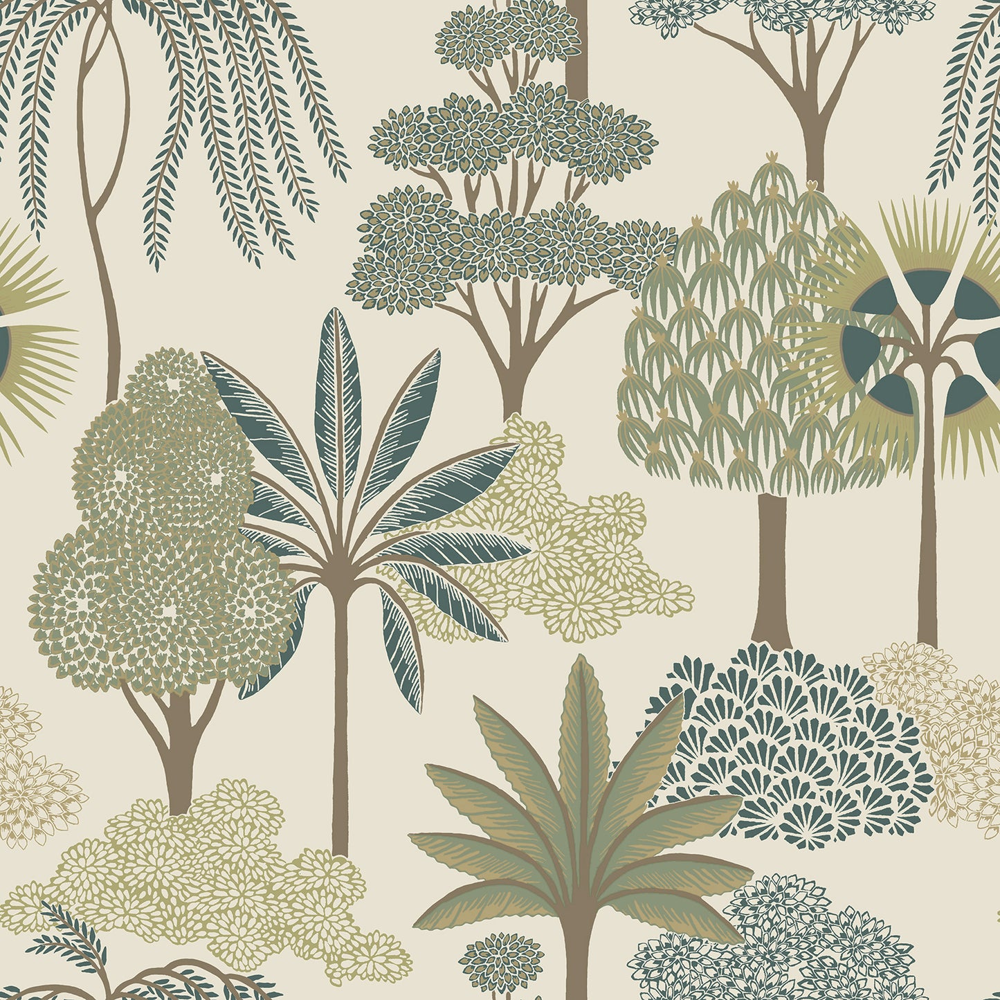 Akiko Floral Green Wallpaper by Belgravia Décor