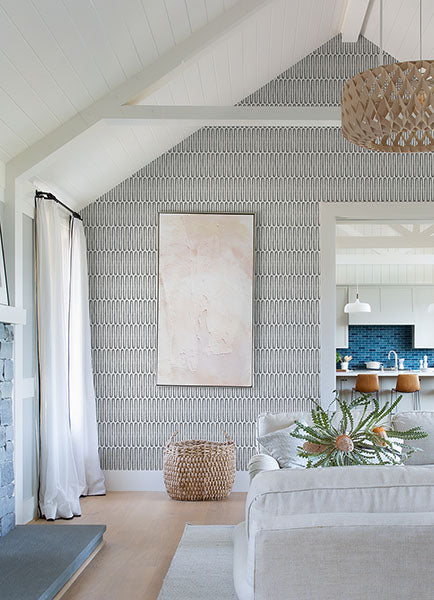 Lars Charcoal Retro Wave Wallpaper by A Street Prints