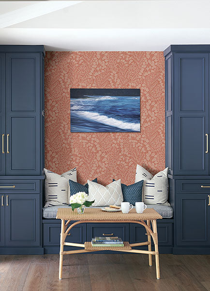 Elin Coral Berry Botanical Wallpaper by A Street Prints