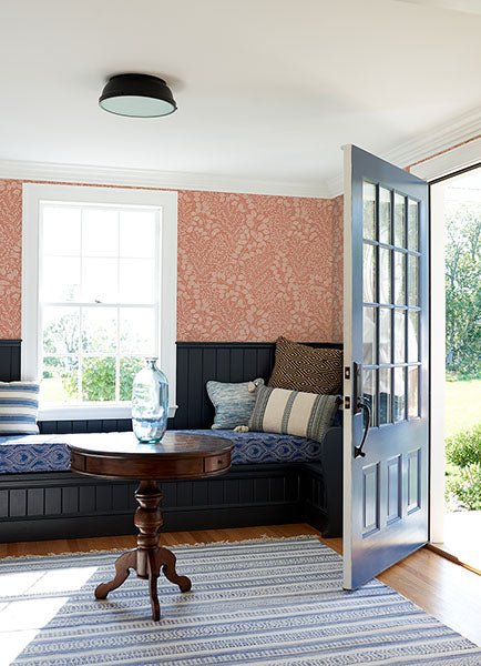 Elin Coral Berry Botanical Wallpaper by A Street Prints