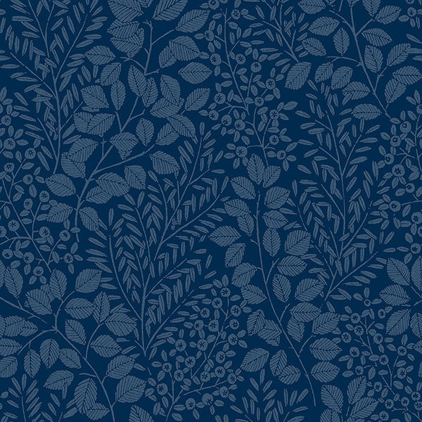 Elin Blue Berry Botanical Wallpaper by A Street Prints
