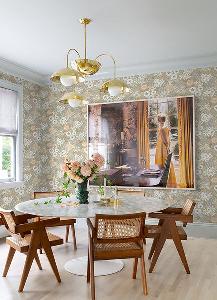 Karina Light Grey/ Blue Wildflower Garden Wallpaper by A Street Prints