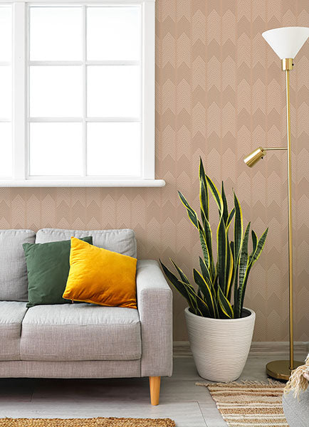 Nyle Blush Chevron Stripes Wallpaper by A Street Prints