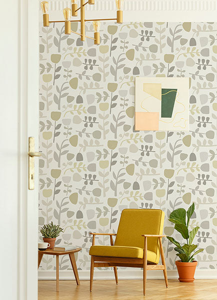 Juni Natural Abstract Tulips Wallpaper by A Street Prints