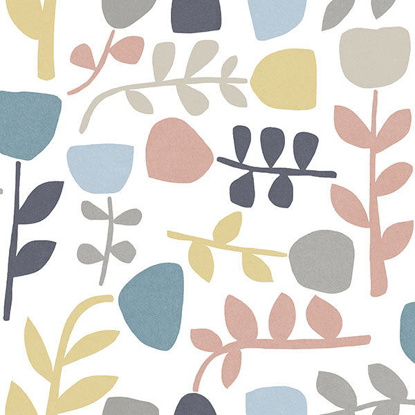 Juni Blue/Pink Abstract Tulips Wallpaper by A Street Prints
