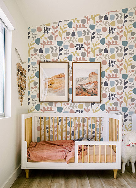 Juni Blue/Pink Abstract Tulips Wallpaper by A Street Prints