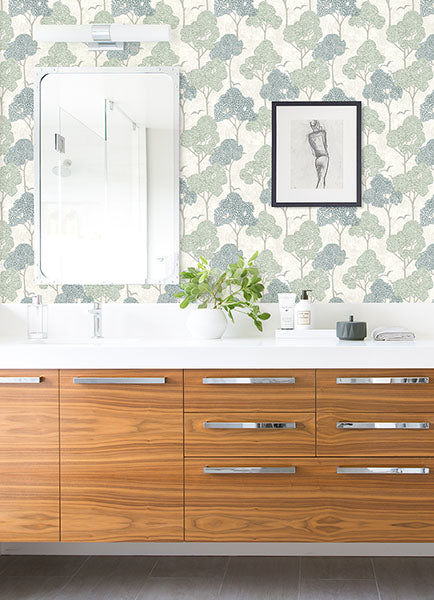 Lykke Green Textured Tree Wallpaper by A Street Prints