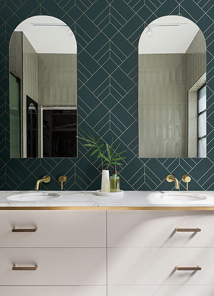 Sander Slate Green Geometric Wallpaper by A Street Prints