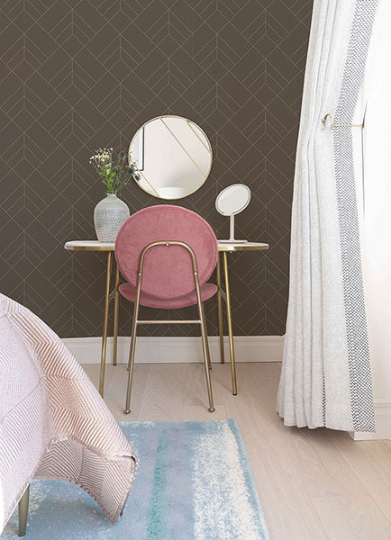 Sander Chocolate Geometric Wallpaper by A Street Prints