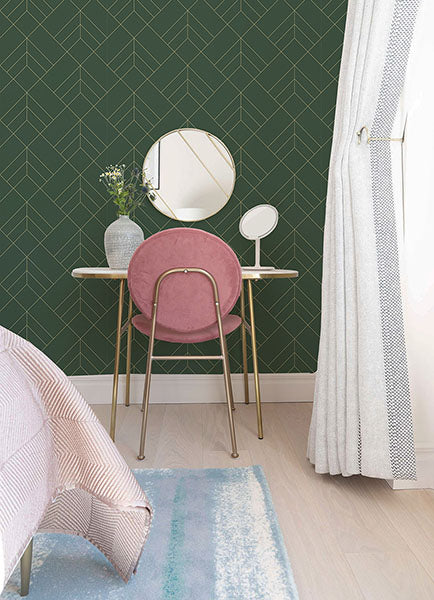 Sander Green Geometric Wallpaper by A Street Prints