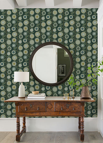 Sisu Evergreen Floral Geometric Wallpaper by A Street Prints