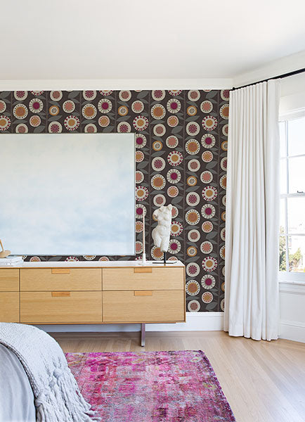 Sisu Berry Floral Geometric Wallpaper by A Street Prints