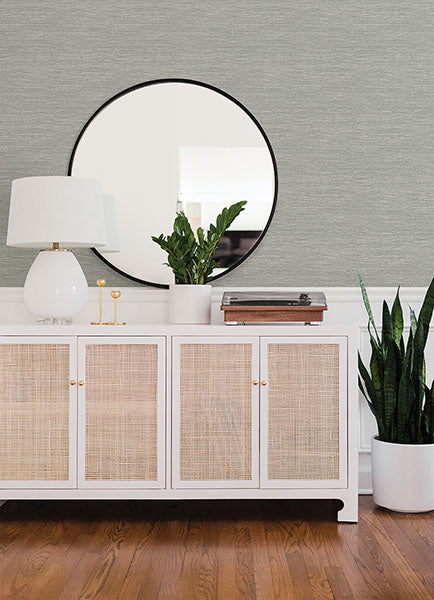 Malin Grey/Blue Faux Grasscloth Wallpaper by A Street Prints