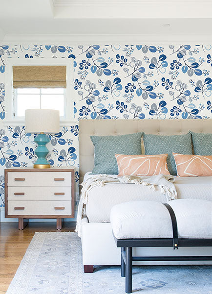 Jonah Blue Leaf Trail Wallpaper by A Street Prints