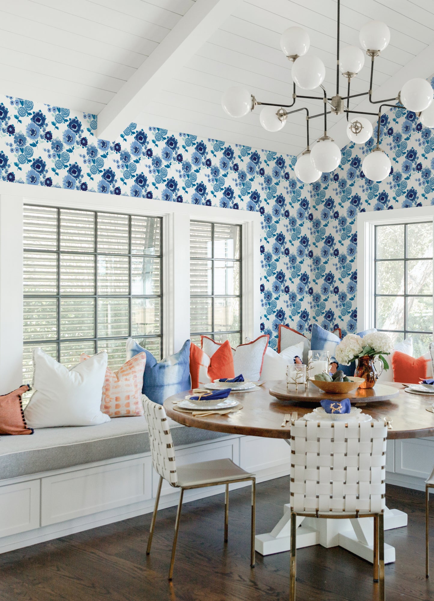 Essie Blue Painterly Floral Wallpaper by A Street Prints