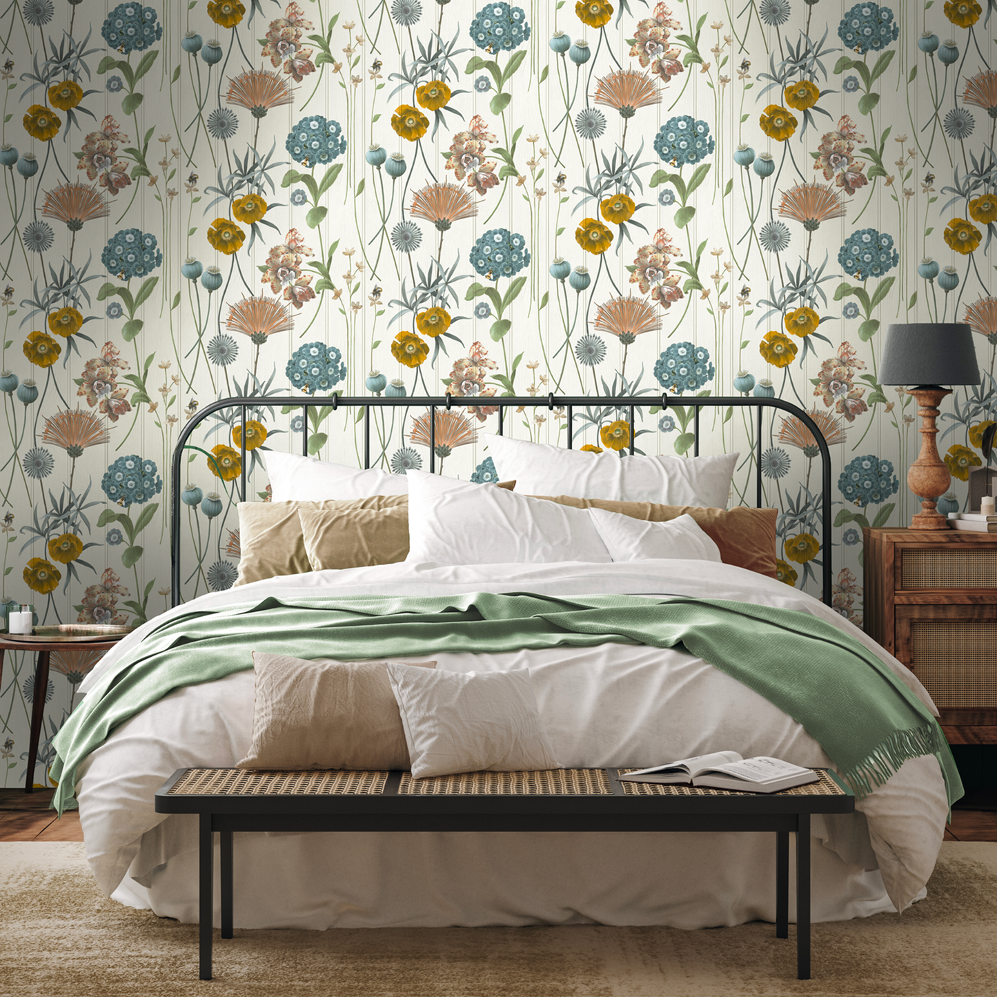 Botanist Floral White/Green Wallpaper by Belgravia Décor