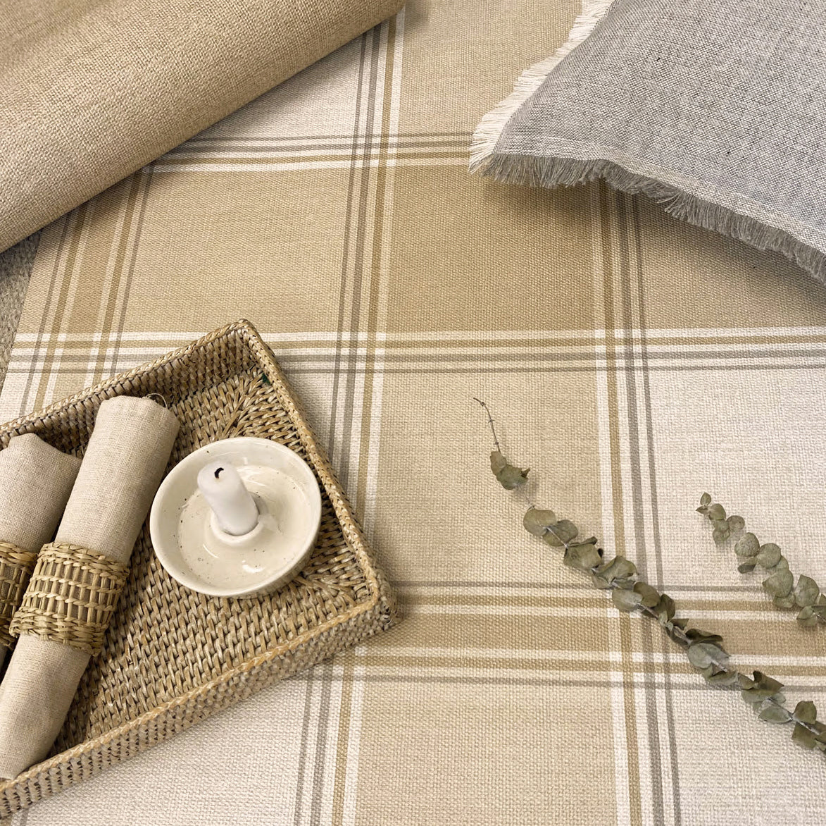 Carmella Check Cream/Sand Luxury Italian textured wallcovering by Belgravia Décor
