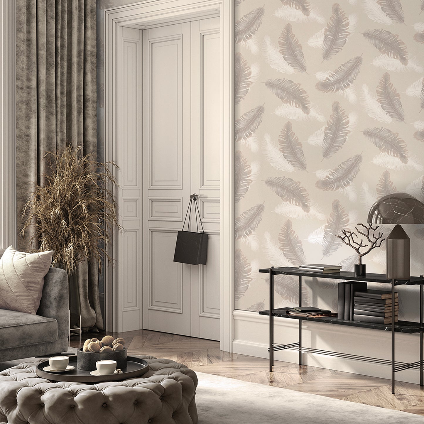 Feather Beige Wallpaper by Belgravia Décor