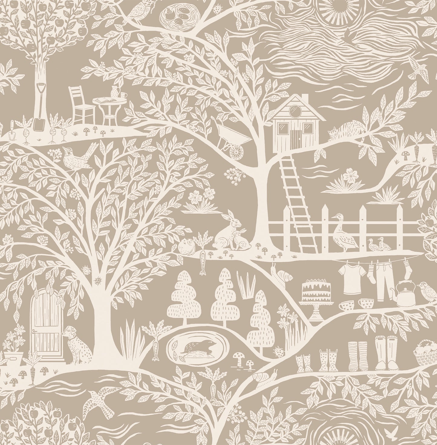 Homegrown Beige wallpaper by Belgravia Décor