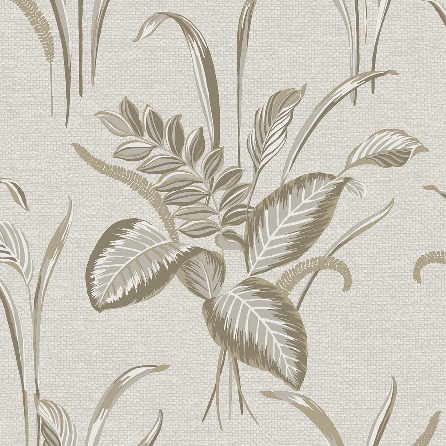 Palma Leaf Mocha/Champagne Luxury Heavyweight Textured Wallpaper by Belgravia Décor