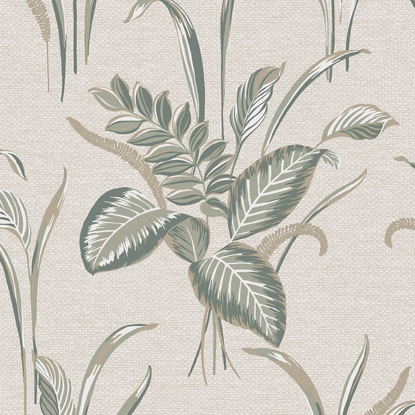 Palma Leaf Sage/Champagne Luxury Heavyweight Textured Wallpaper by Belgravia Décor