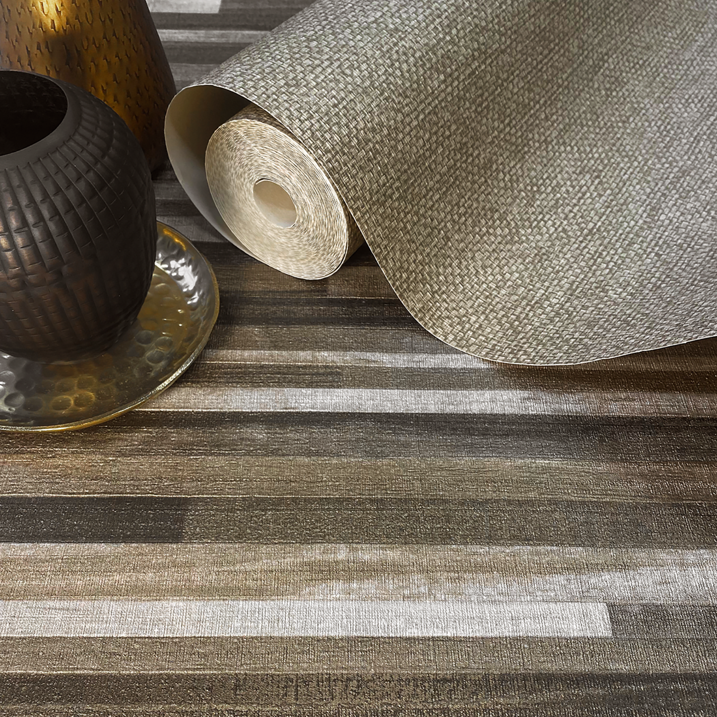 Palma Wood Mocha/Champagne Luxury Heavyweight Textured Wallpaper by Belgravia Décor
