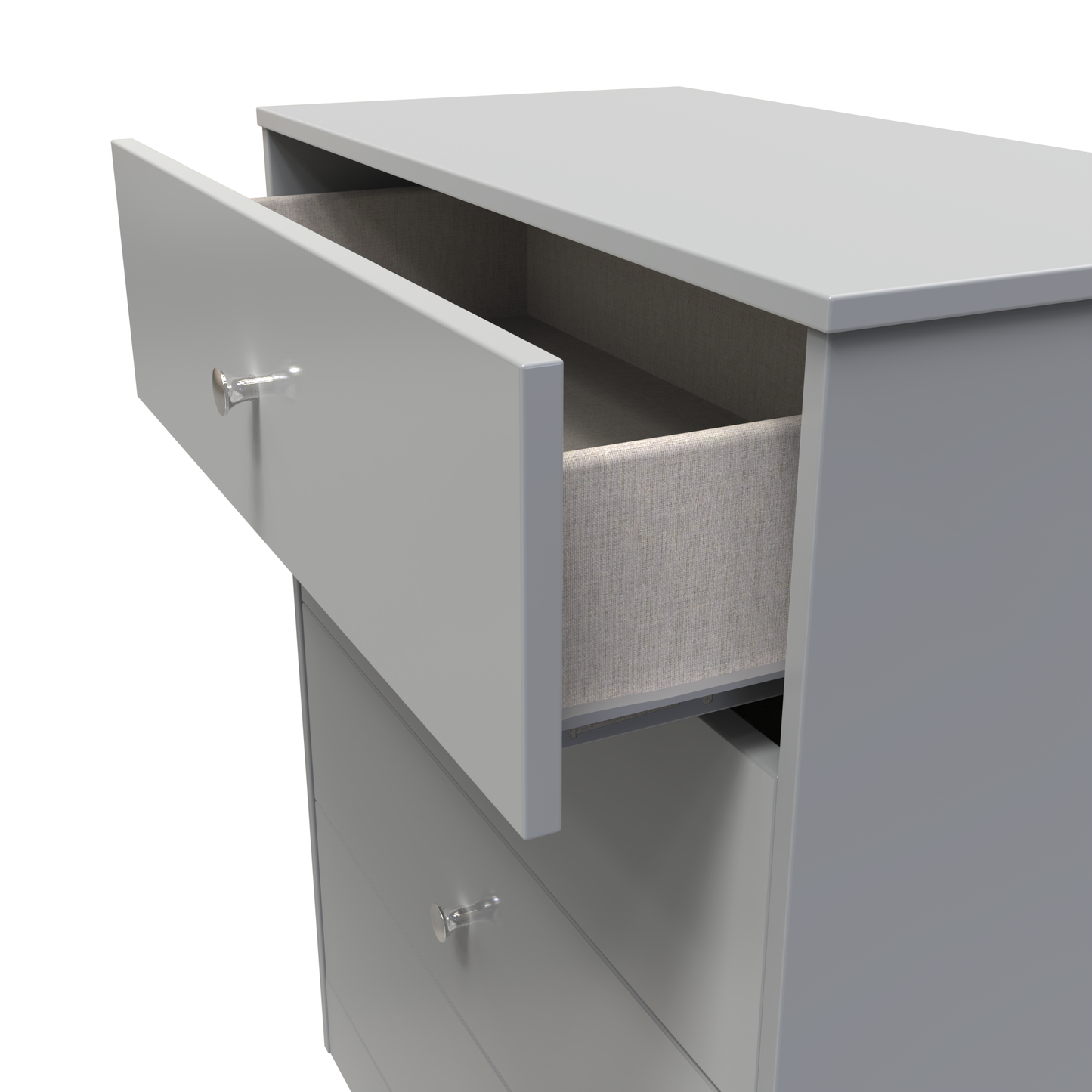 Presley 4 Drawer Chest in Uniform Gloss Dusk grey by Welcome Furniture