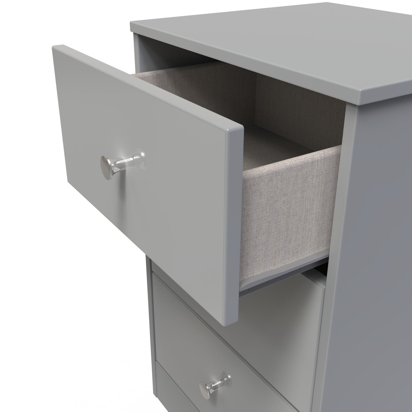 Presley 3 Drawer Bedside (wireless Charging) in Uniform Gloss Dusk Grey by Welcome Furniture