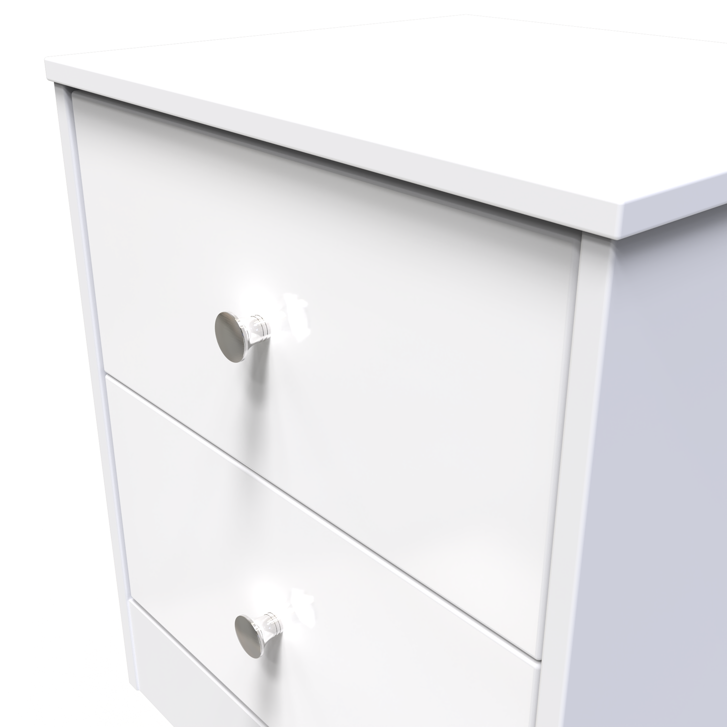 Presley 2 Drawer Bedside (Wireless Charging) in White Gloss White Matt by Welcome Furniture