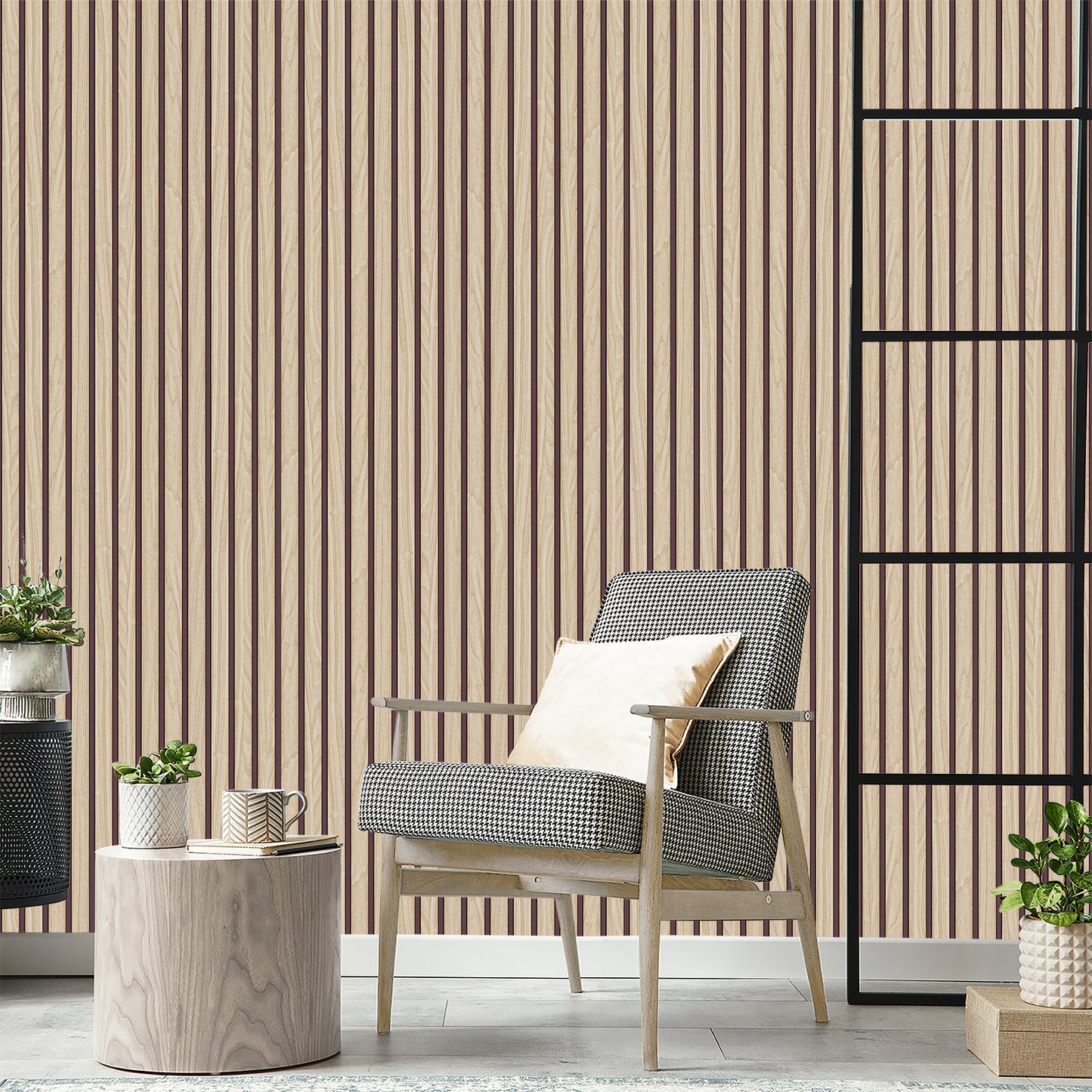 Wood Slat Light Oak Wallpaper by Belgravia Decor