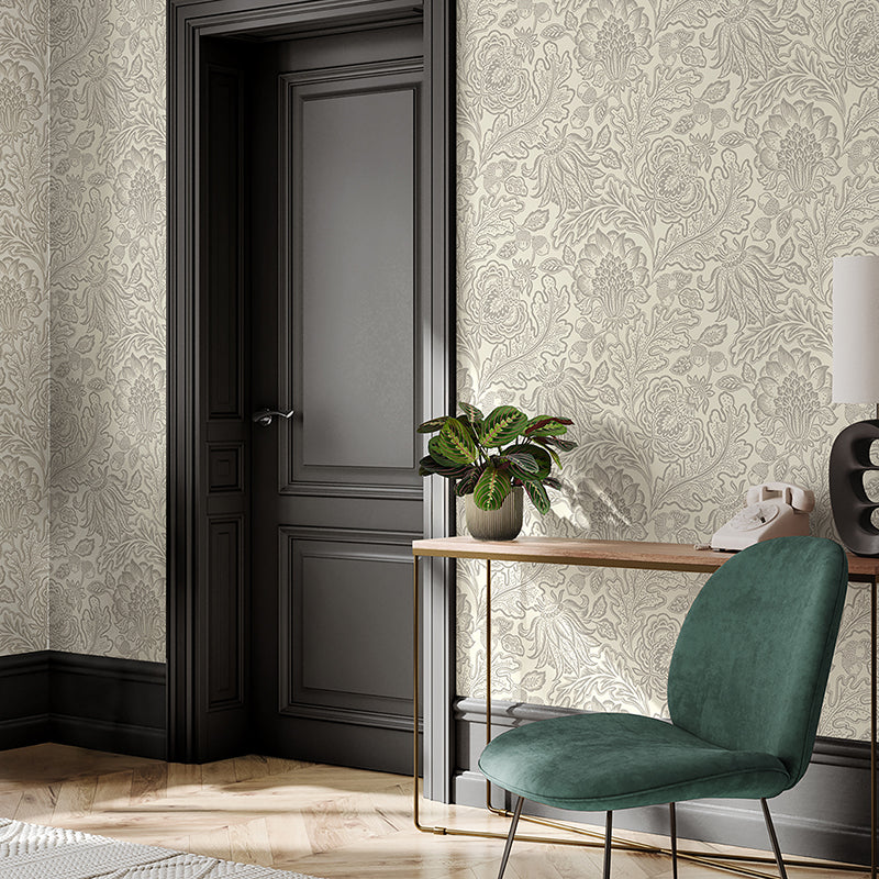 Fernhurst Silver / White Wallpaper by Belgravia