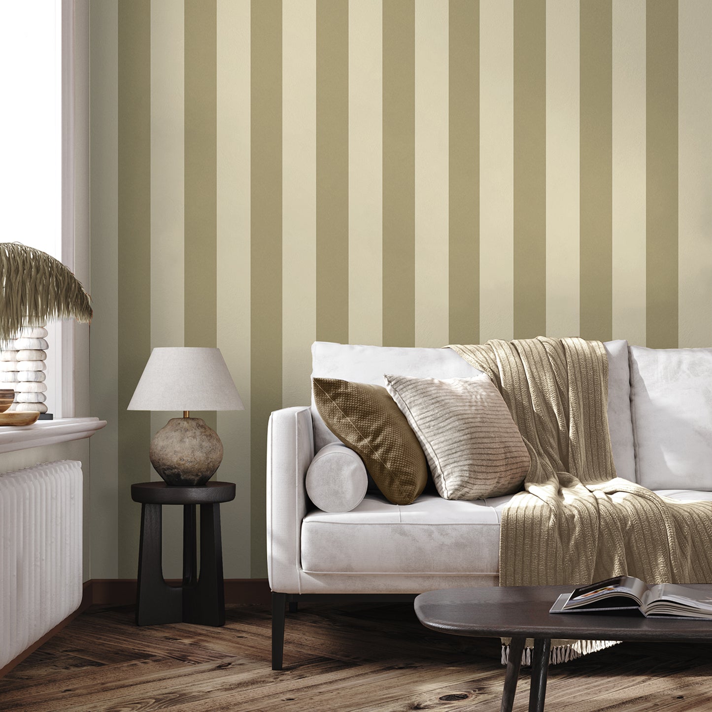 Fernhurst Beige Stripe Wallpaper by Belgravia