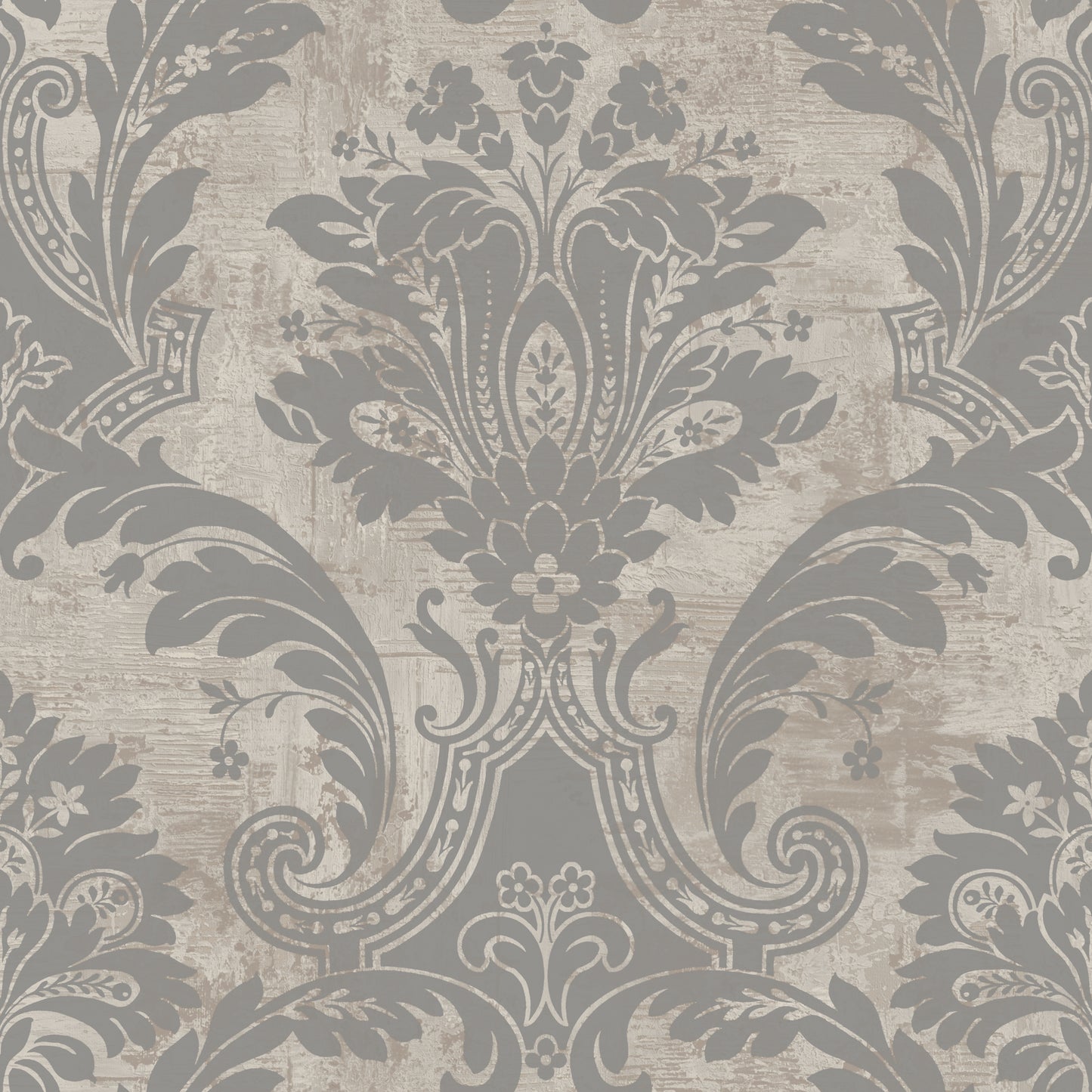 Damask Plaster Silver/Cream Wallpaper by Belgravia Décor