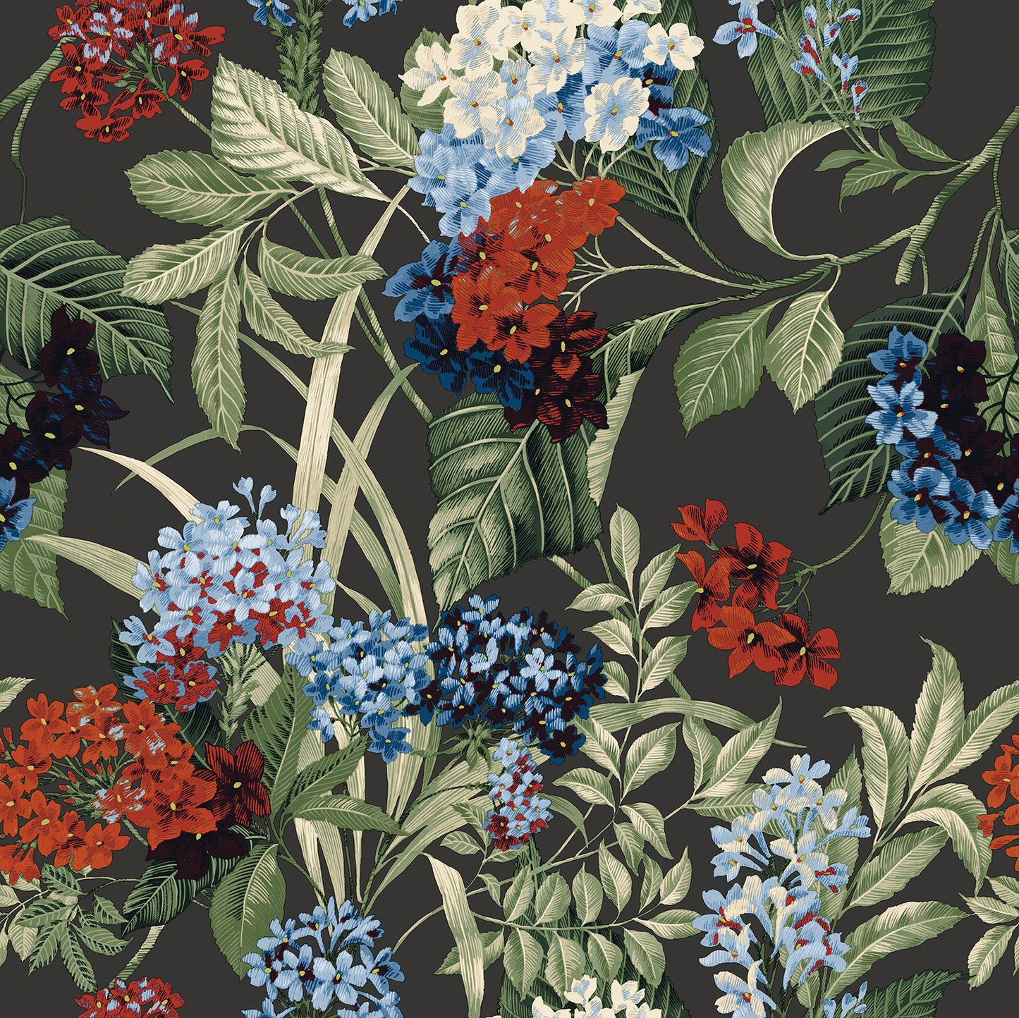 Misaki Floral Charcoal Wallpaper by Belgravia Décor
