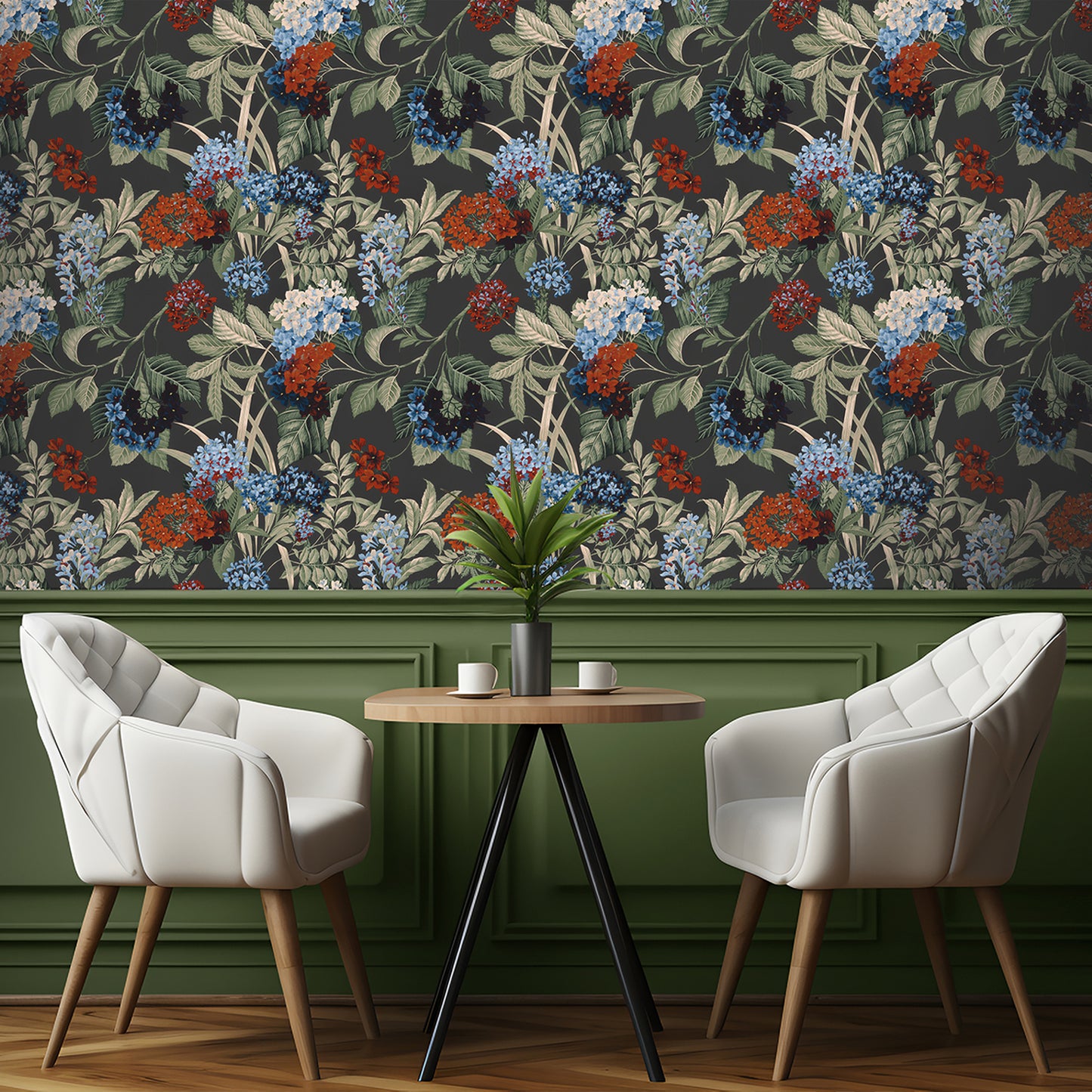 Misaki Floral Charcoal Wallpaper by Belgravia Décor