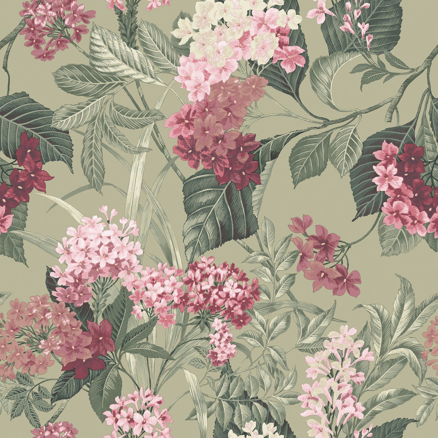 Misaki Floral Sage/Pink Wallpaper by Belgravia Décor