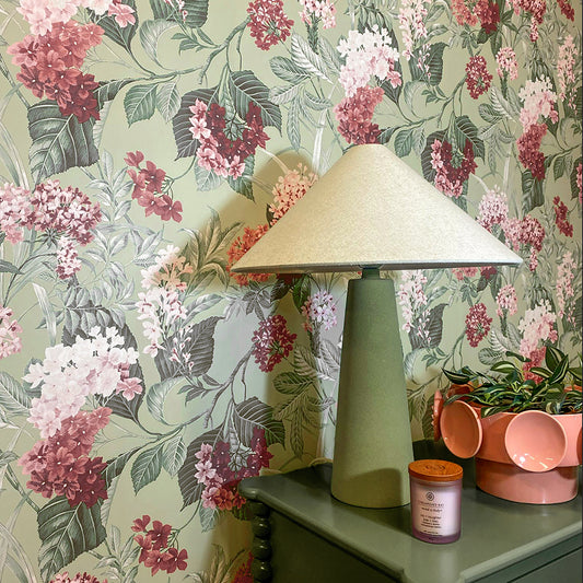 Misaki Floral Sage/Pink Wallpaper by Belgravia Décor