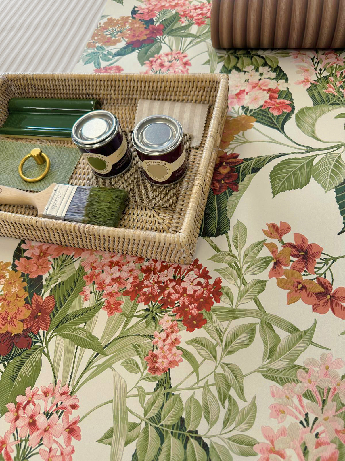 Misaki Floral Sage/Orange Wallpaper by Belgravia Décor