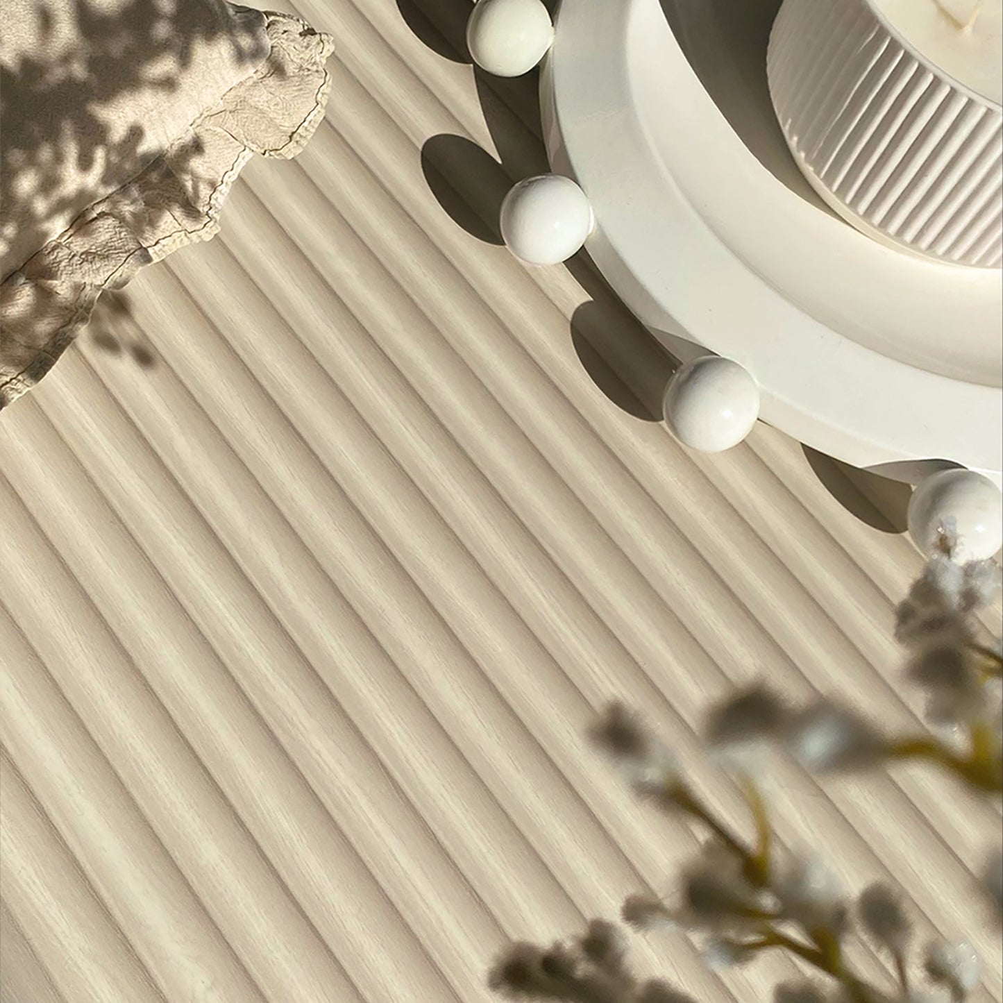 Misaki Ribbed Wood Cream Wallpaper by Belgravia Décor