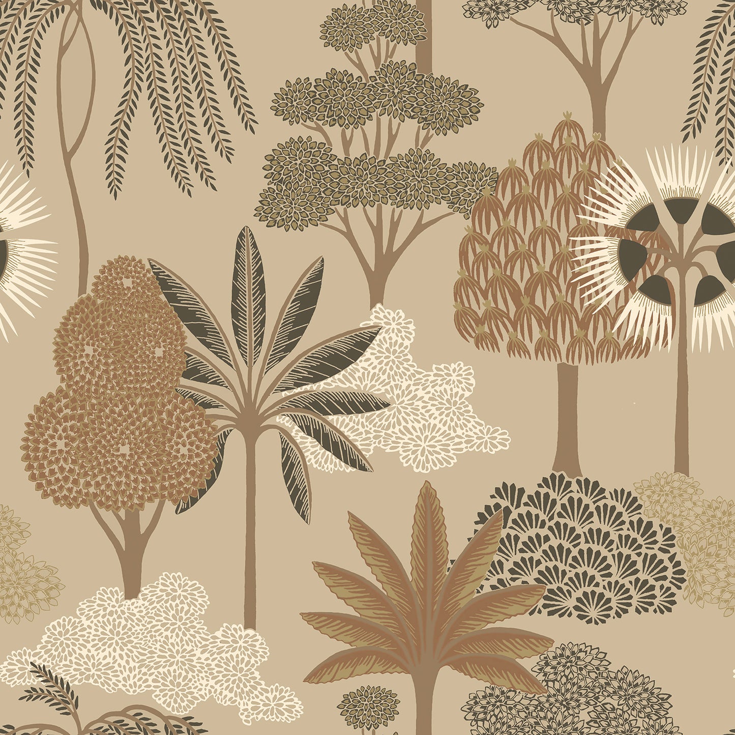 Akiko Floral Beige Wallpaper by Belgravia Décor
