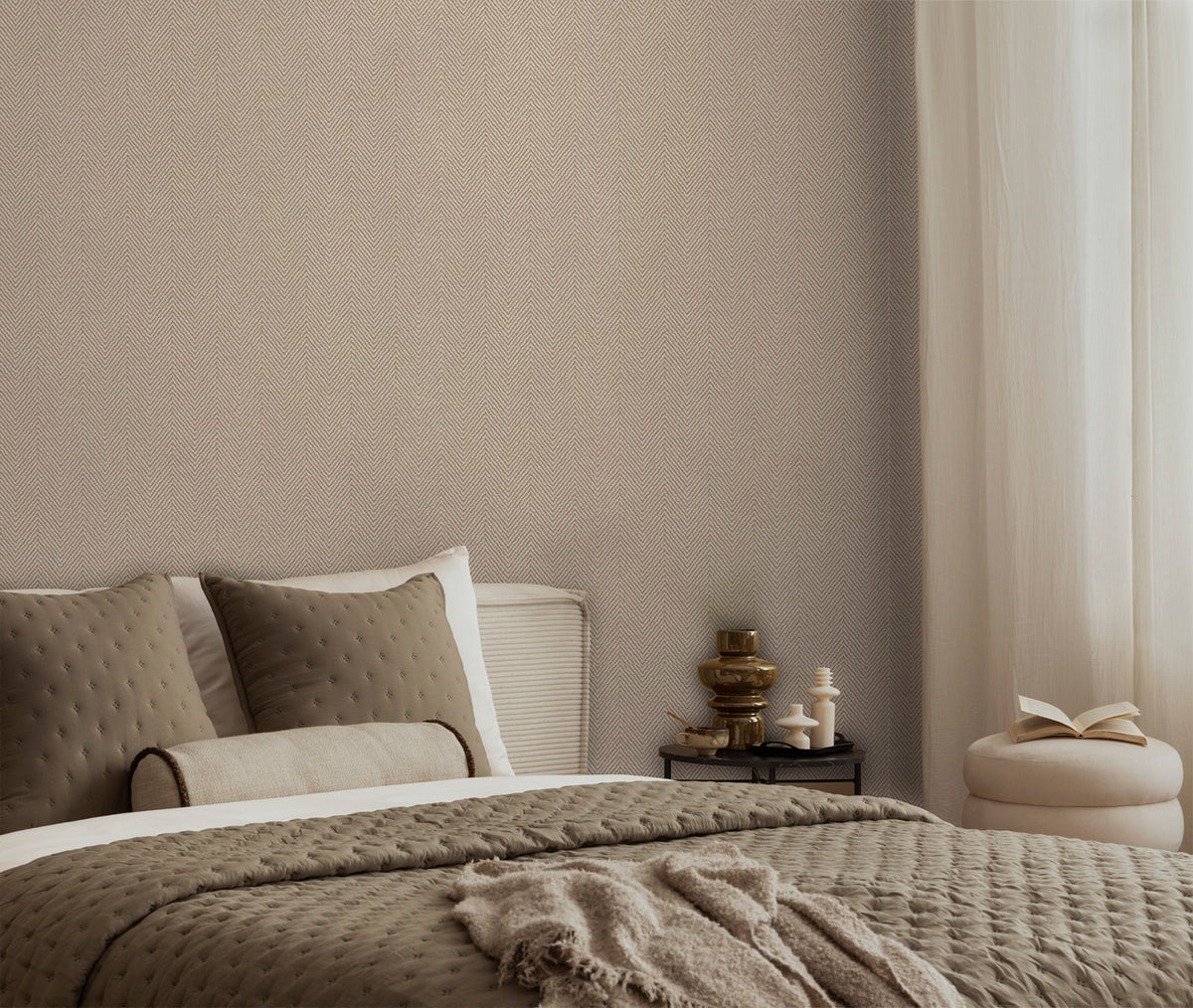 Herringbone Beige Wallpaper by Belgravia Décor