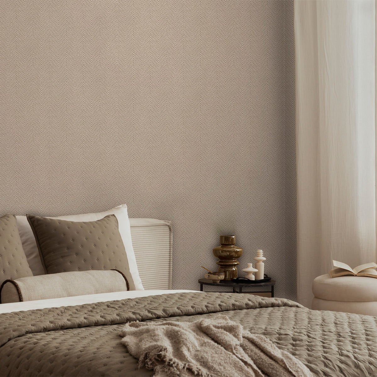 Herringbone Beige Wallpaper by Belgravia Décor