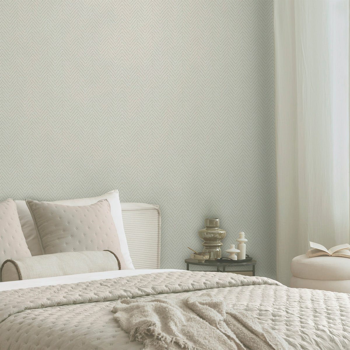 Herringbone Ivory Wallpaper by Belgravia Décor